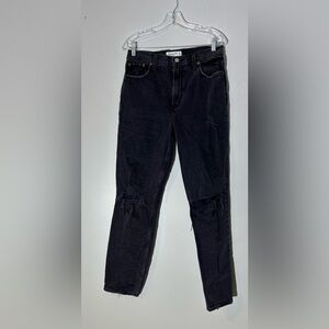 Abercrombie & Fitch 90s Straight ultra high rise black ripped jeans size 29/8R
